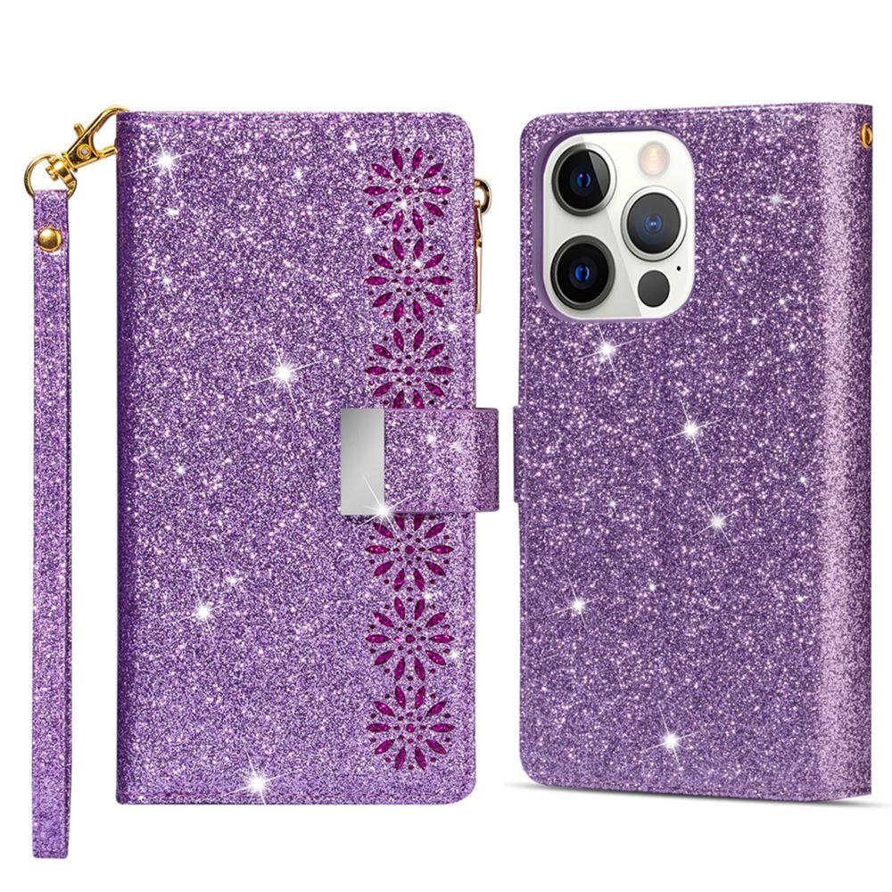 Чехол-кошелек из кожи с гравировкой «Звездное небо» для iPhone 16 Pro