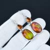 925 Sterling Silver Earrings, Beautiful Ammolite & Honey Topaz Earrings, Party Wear Jewelry, Dangle Drop Earrings For Thanksgiving Gifts