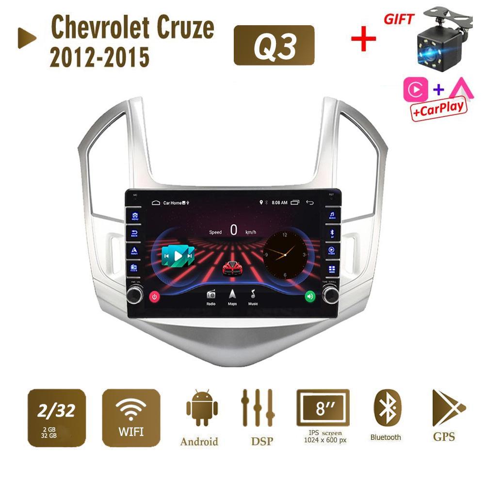Автомобильное радио для Chevrolet Cruze 2012-2015 с кнопкой, 2Din мультимедийный плеер, Android, GPS-навигация, головное устройство 2din Carplay 2 + 32 ГБ
