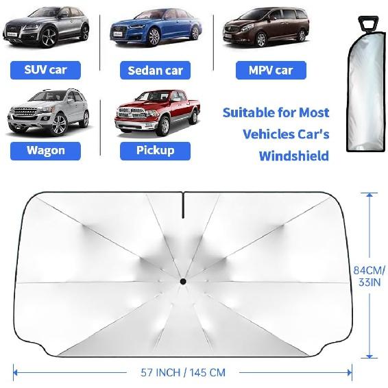 Автомобильный козырек 2024 года для переднего лобового стекла с ручкой против царапин на 360 °, складной солнцезащитный козырек для автомобильного зонта, солнцезащитный козырек для лобового стекла, подходящий для внедорожника седана