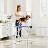 32" Foldable Dog Grooming Table Pet Drying Beauty Table Adjustable Fixed Arm Rubber Top, Blue