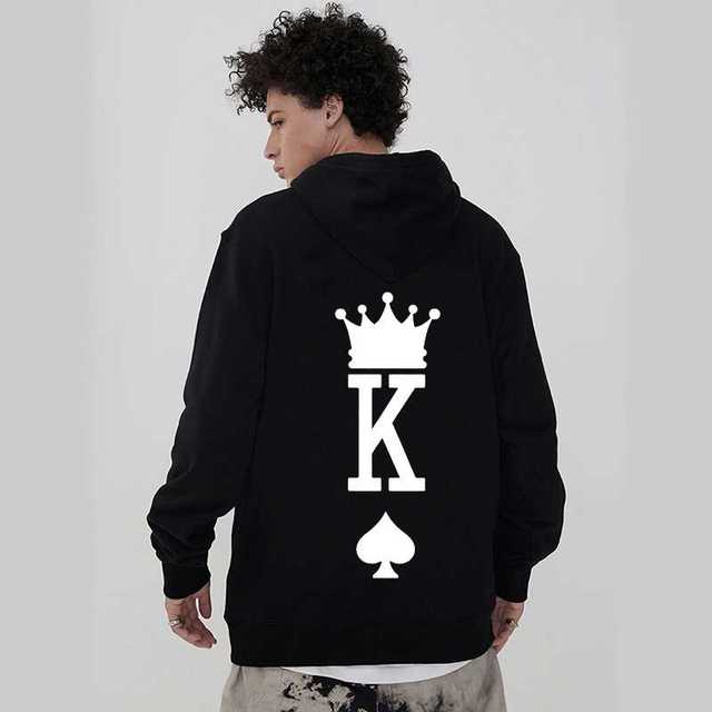 Толстовка для пар с принтом QUEEN KING I Love His DI Love Her P Love, толстовки большого размера, одежда для влюбленных, толстовки для влюбленных