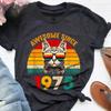 Потрясающая футболка с 1975 года Ретро Крутая кошка Футболка Винтажные Топы 1975 года Футболка на 50-летие Подарок на 50-летие Футболка 1975 года