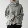 Autumn and Winter Women's Loose Casual Long Sleeved High Neck Pullover, Solid Color Pocket Jacket, Hoodie
