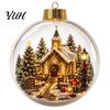 Decorative Acrylic Christmas Ornaments Tree Crystal Ball Pendant with LED Light, Built-in Christmas-themed Theme Hanging Charms Pattern Design,