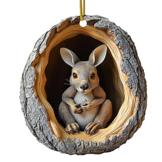 Christmas Tree Pendant Hanging Acrylic Ornament with Lanyard Easy To Install Adorable Animal Shape Holiday Festive Decoration