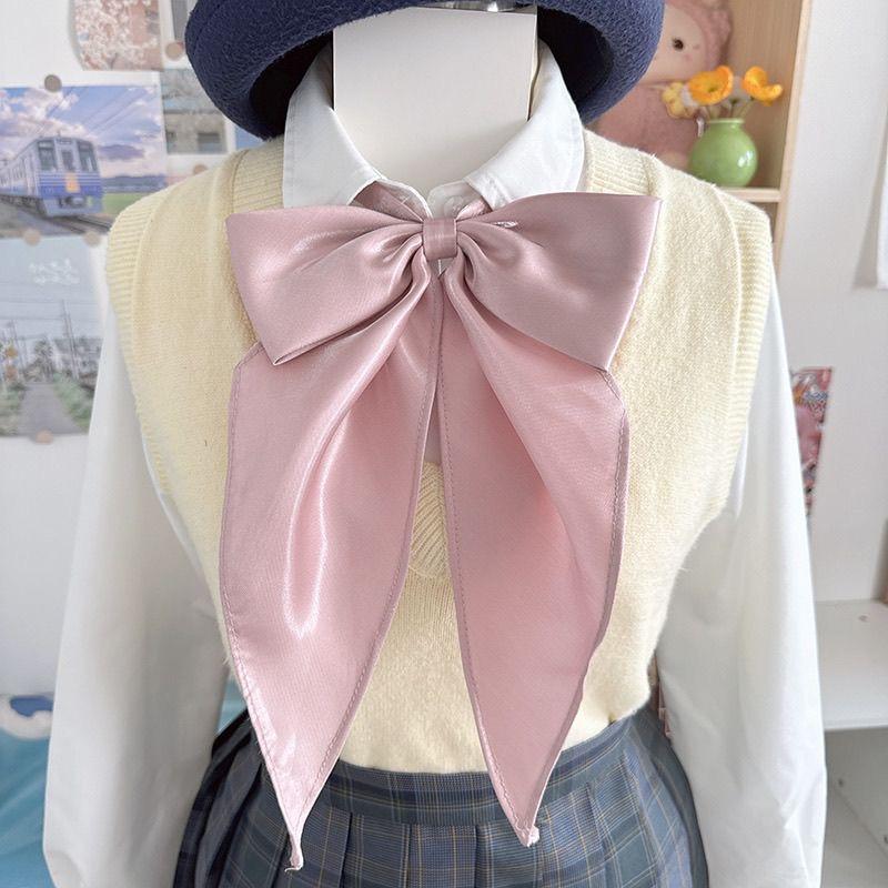 6 Colors New Fashion Solid Color Red Bowties Oversized Bowknot Women College Girls JK Ties Uniform Sailor Suit Butterfly Knot