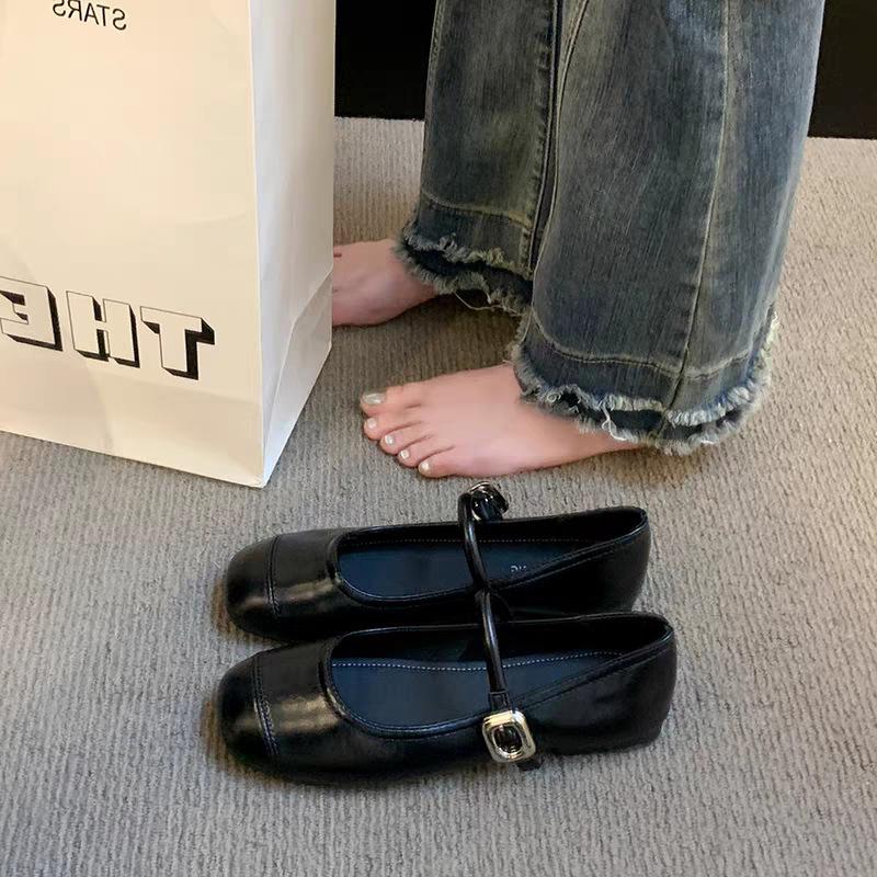 Французская юбка туфли Мэри Джейн одинарные туфли женские весна-лето 2025 новая корейская версия плоские туфли Doudou серебристые маленькие кожаные туфли