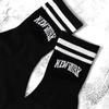 3/5/10 Pairs Women's Crew Socks, Black with "New York" Lettering and Stripes, Comfortable, Breathable, Moisture-Wicking, College