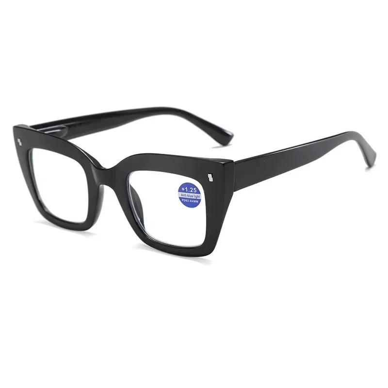 Толстые очки для чтения с большой оправой Модные очки от пресбиопии радужной расцветки для женщин Очки с прозрачными линзами, блокирующие синий свет