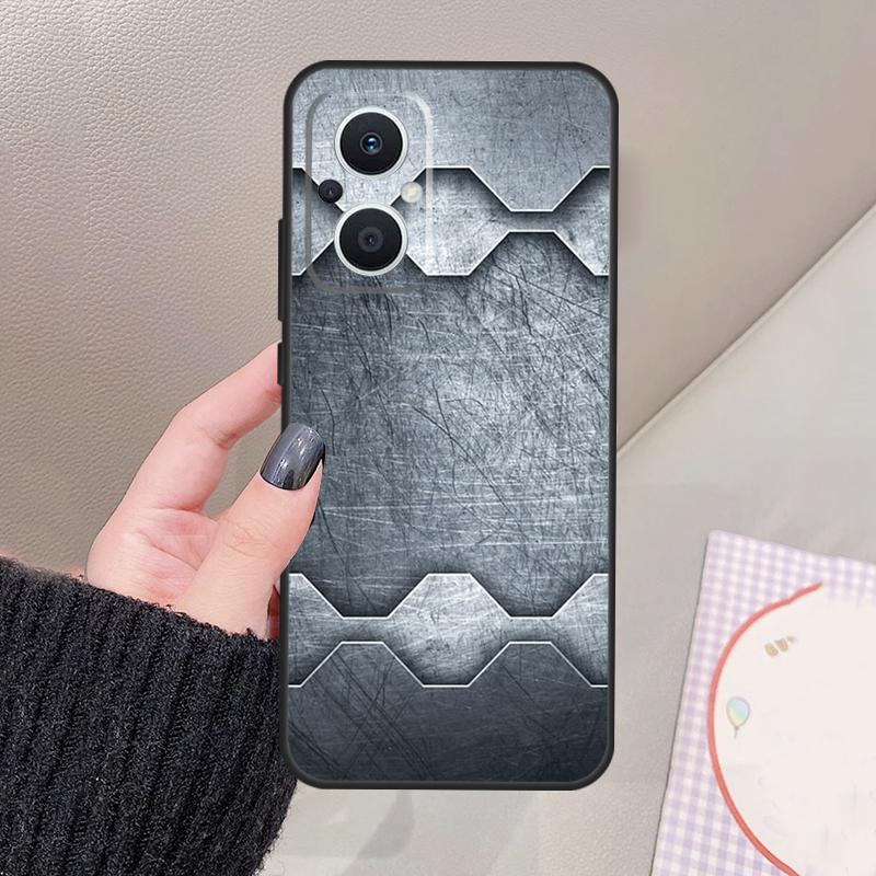 Steel Iron Metal Pattern Funda For OPPO Reno 12F 11F 13F 14F 10 11 12 13 14 Pro 7 8 Lite OPPO Find X8 X6 X5 Pro Case