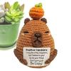 Positive Crochet Animals Capybara Doll With Card Desktop Ornament Handmade Knitted Cheer Up Capybara Doll Home Room Decorations