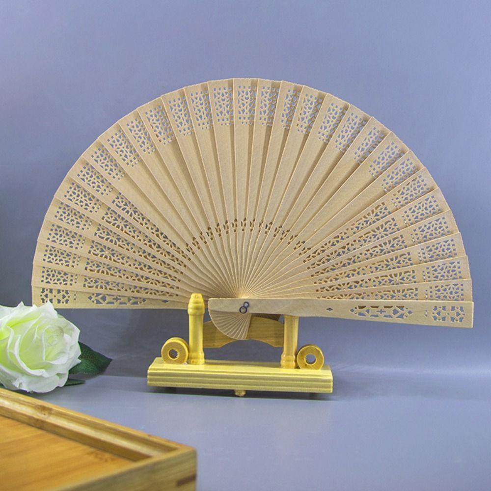 Personalized Hand Held Fan Engraved Chinese Wooden Fan Home Decoration Bamboo Folding Fan Women
