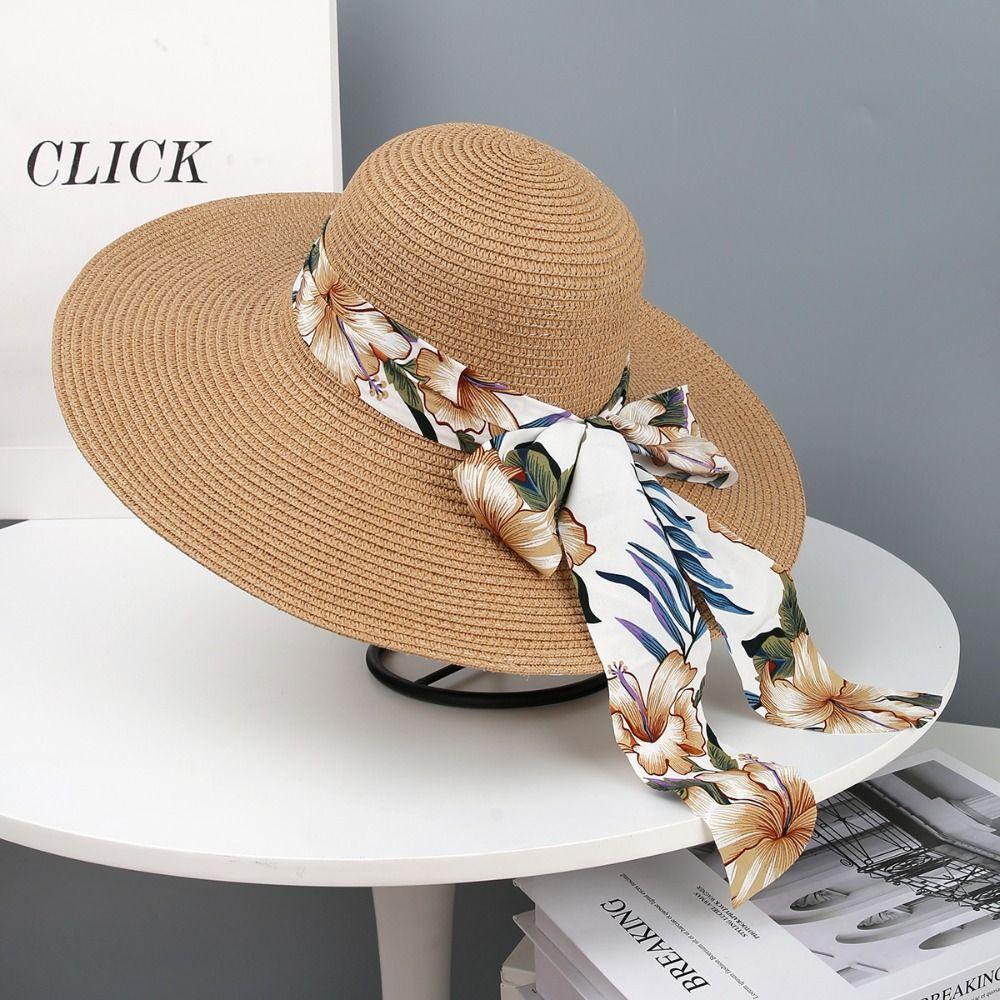 Sun Protection Straw Beach Hat Large Capacity Tote Bag Portable Beach Bag  Travel Outdoors