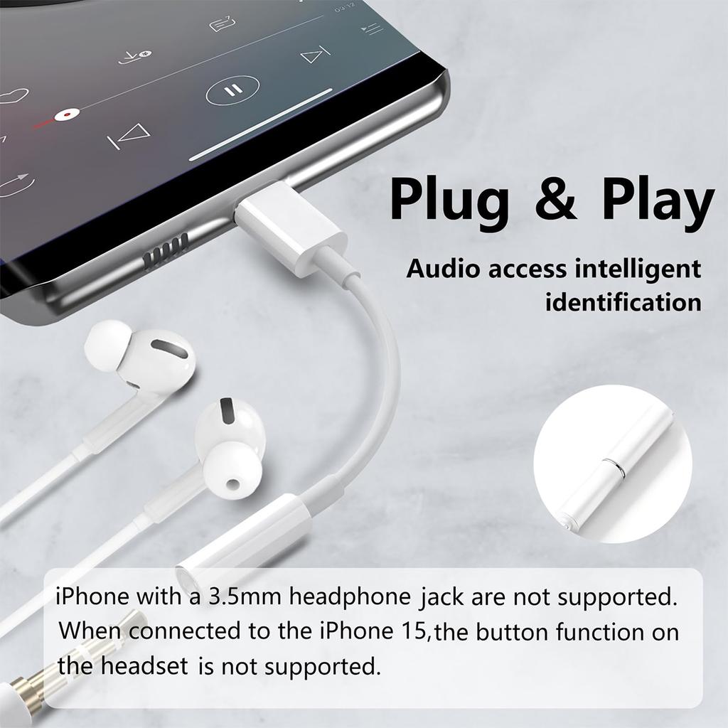 1-2Pcs Type C To 3.5 Mm Aux Adapter Jack Audio Cable for Huawei Xiaomi Redmi POCO Sumsang Aux Cable for iPhone 16 15 Serives