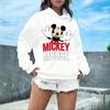 Винтажное худи с принтом Микки Мауса Дисней Женское Мужское Осень Оверсайз Повседневный Уличный стиль Мультяшный Графический Пуловер Толстовка Модные Топы