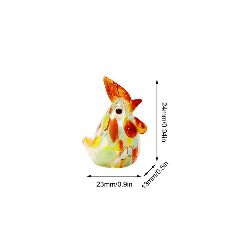 Living Room Chick Rooster Glass Beads Colorful Animal Large Small Hens Statue Miniatures