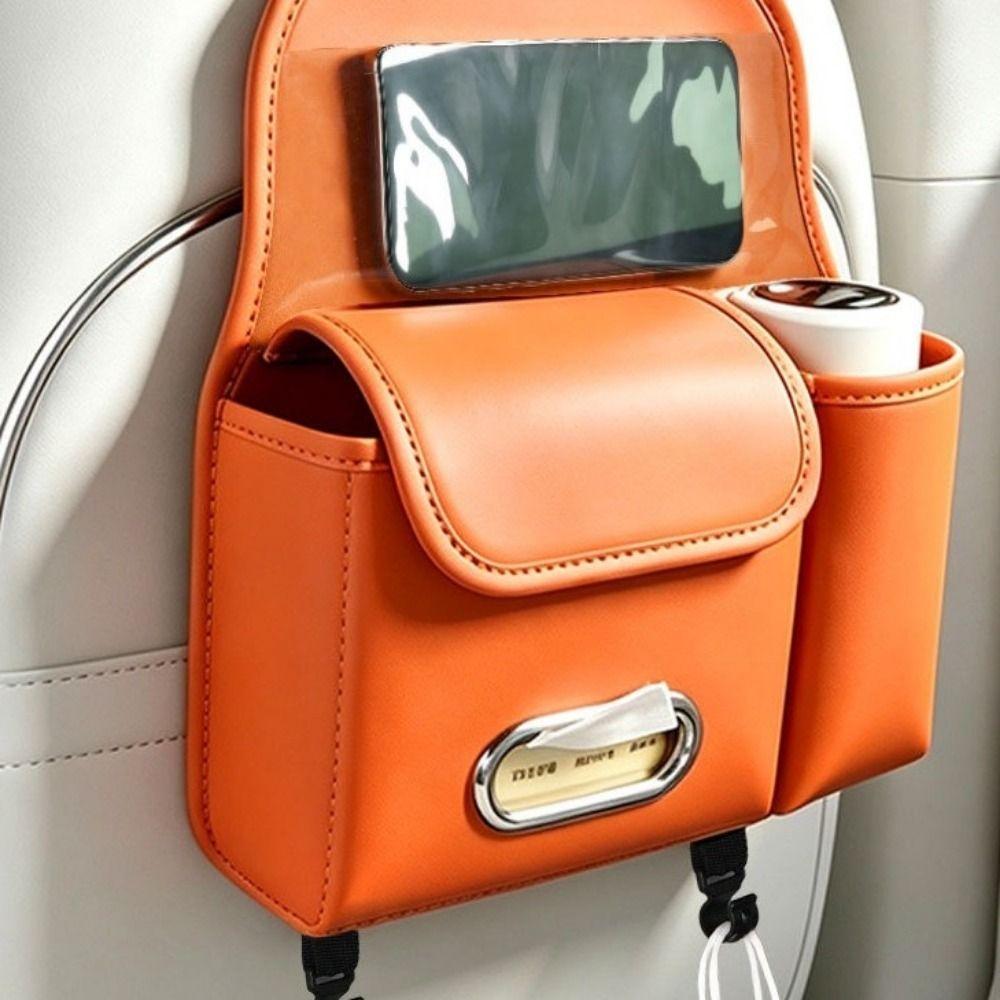Waterproof Car Tissue Box Multifunctional Car Backrest Seat Storage Bag Automotive Use