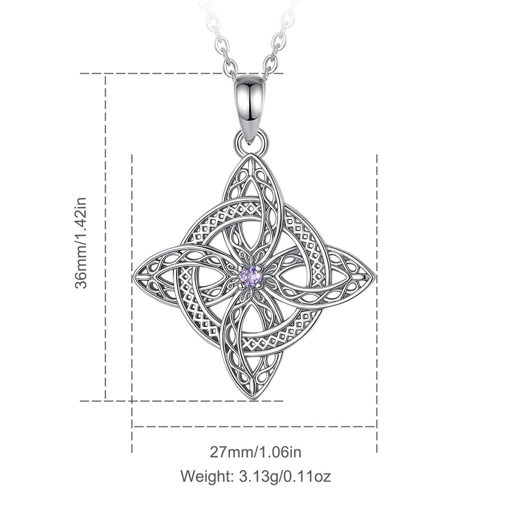 AEONSLOVE Magic Witch Knot Zirconia Pendant Copper Irish Celtic Knot Lucky Amulet Necklace Wicca Pagan Jewelry Gift for Women