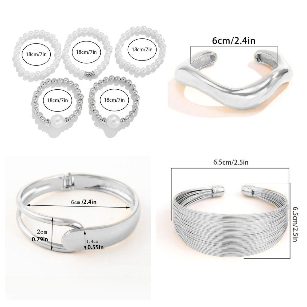 Серебряный металлический браслет с жемчугом, вытяжка проволоки, преувеличенный браслет, жемчужный браслет, для женщин