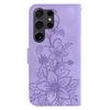 For Samsung Galaxy S25 Ultra Case Lily Flower Imprint Leather Phone Cover with Stand