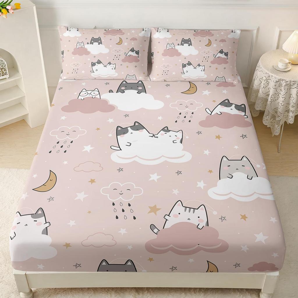 Собака Животный Узор Шапка на Кровать Трехпредметный Комплект Цифровая Печать Постельное Белье Шапка на Кровать Трехпредметный Набор Дети И Взрослые