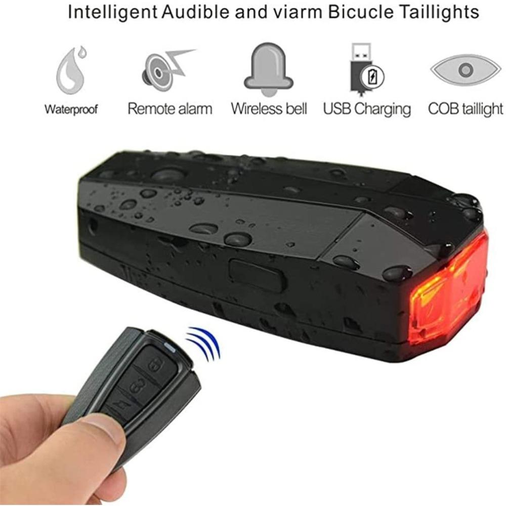 Rechargeable Battery Wireless Bike Alarm Wireless System USB Rechargeable Light Night Riding
