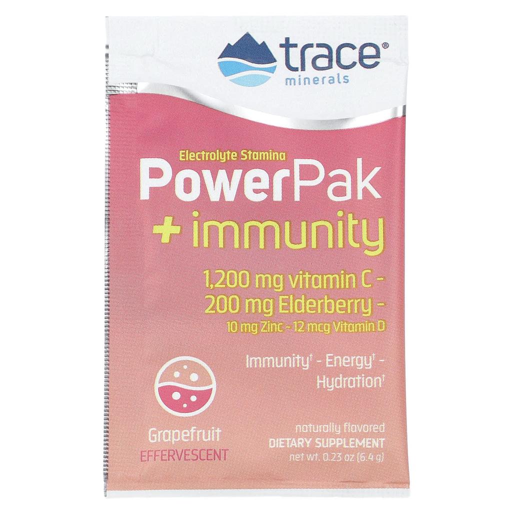 Trace, Electrolyte Endurance Boost, PowerPak + Immunity, Grapefruit Flavor, 30 Packets, 0.23 oz (6.4 g) Each