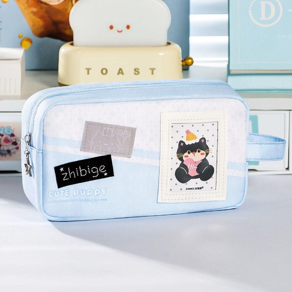 Handheld Pen Bag Large Capacity Pencil Pouch Portable Stationery Organizer  Gift