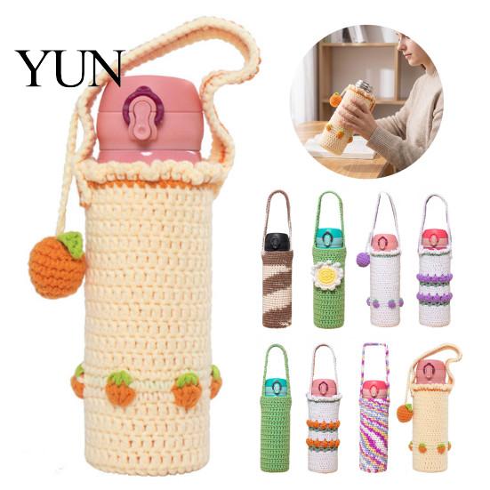 Reusable Glass Cup Protector Hand Crocheted Cover, Portable Elastic Wool Knit Sleeve, Breathable Hollow Sleeve Anti-Slip Protective Holder for