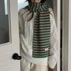 Korean Style Y2k Knitted Scarves Windproof Women Neckerchief Casual Knitted Stripe Scarf  Female