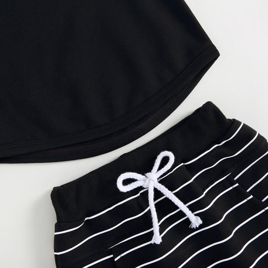 Toddler Baby Boy Summer Clothes Color Block Short Sleeve T-Shirt Tops Solid Shorts Set 2Pcs Infant Causal Outfits