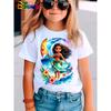 Summer Girls' Fashionable Short Sleeved T-shirt, Ocean Adventure Cartoon Pattern Printed Versatile Casual Top