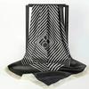 90 Imitation Silk Striped Large Square Scarf Silk Scarf Versatile for Women In Spring and Autumn, Hooded Square Scarf Shawl French Scarf Scarf