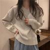 Women's Student Korean Style V Neck Pullover Sweater Autumn Winter Loose Slimming Lazy Style Outer Wear Knitwear