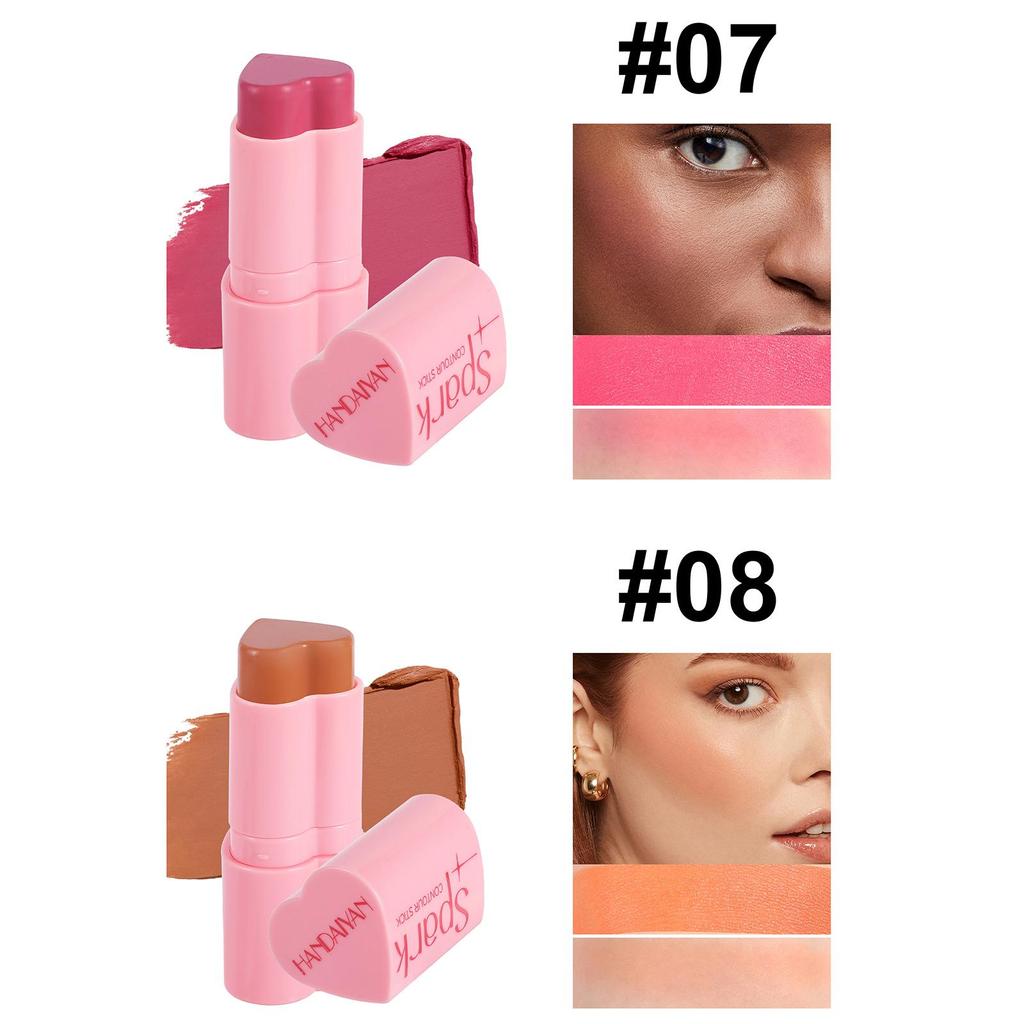 HANDAIYAN Матовые блестящие румяна, тени для щек, румяна, хайлайтер, румяна, водостойкий бронзатор, ручка для контурного макияжа