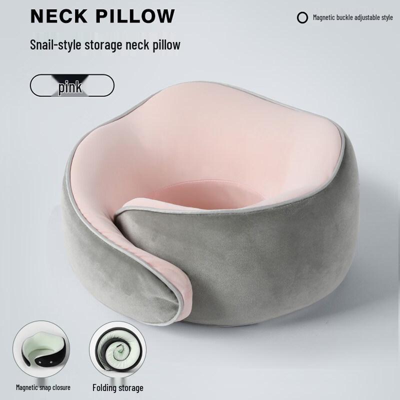 KaShicong Portable Memory Foam U-shaped Neck Pillow with Magnetic Buckle