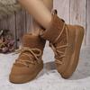 Зимние повседневные ботинки на толстой подошве большого размера 2024 года, новые теплые и универсальные ботинки из овечьей шерсти с ремешком на щиколотке из хлопка