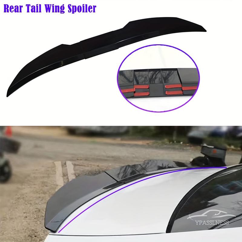 3-Section ABS Rear Trunk Spoiler 115-125cm Adjustable Sports Decor Top Wing Car Parts
