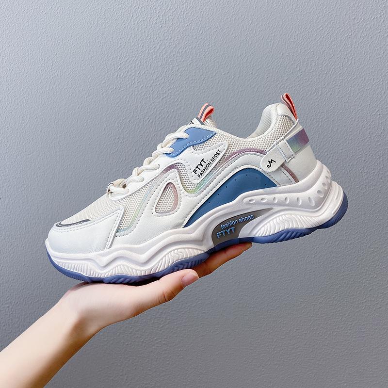 Женская повседневная обувь 2024 Осень Дышащие кроссовки Платформа Белые Массивные Спортивные тренеры Оригинальная Модная Вулканизированная обувь