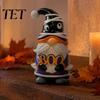 Spooky Pumpkin Elf Decor Halloween Gnome Ornament, Resin Faceless Figurine, Unique Ornaments Sculptures for Home Indoor Outdoor Party Dwarf Figurine