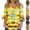 Рубашки с рукавом 3/4 для женщин, милые топы, футболки с рисунком, блузки, повседневные базовые топы больших размеров, пуловеры