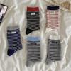 Ladies' Autumn and Winter Retro Color Blocking Striped Fabric Label School Windbreaker Socks