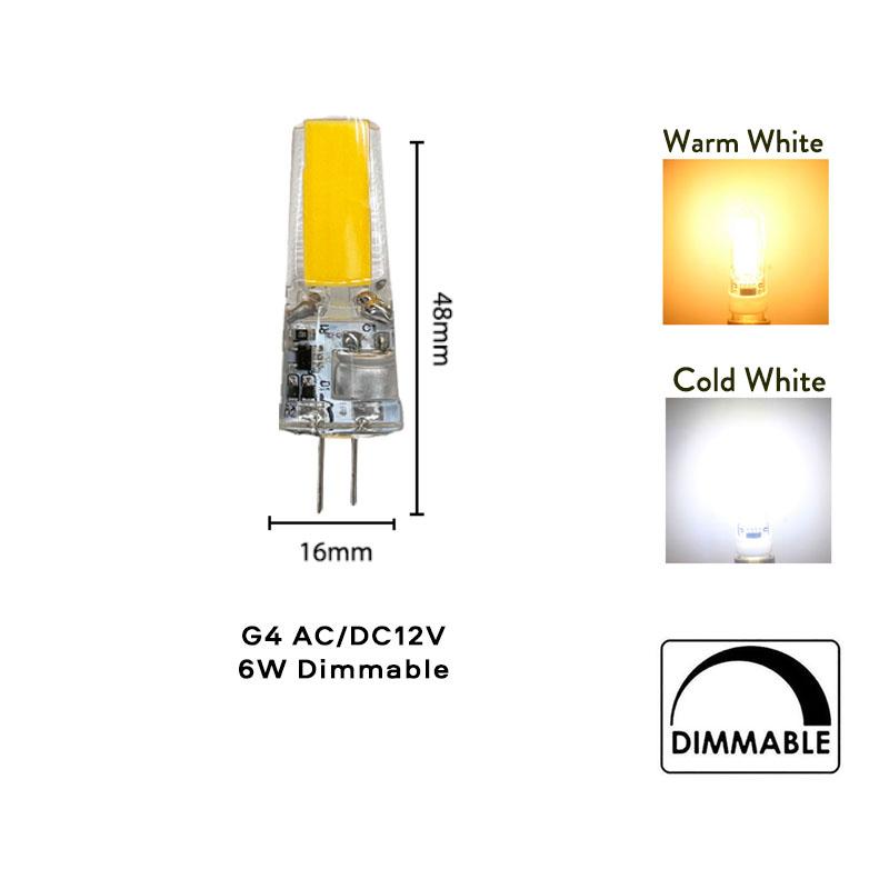 5 шт. светодиодных лампочек G4 G9 COB с регулируемой яркостью 12 В 220 В 3 Вт 6 Вт, заменяющих 40 Вт галогенную лампу накаливания для люстры, декоративное освещение