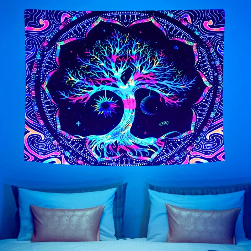 VIKAMA Fluorescent Tree of Life Tapestry Bohemian Style Perfect for Decorating Bedrooms Meditation Rooms and Yoga Studios