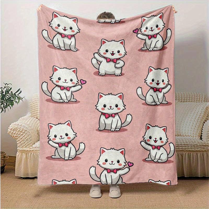 1PC Cute Cartoon Cat Throw Blanket - Seasonal Home Decor, Soft Warm Blanket for Bed or Couch, for Decorating Your Own Sofa and Living Room,