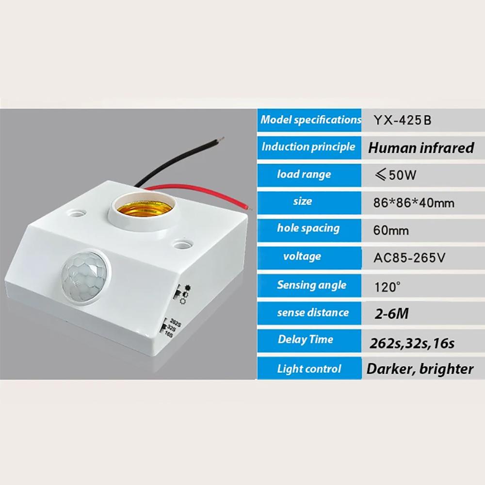 AC110-240V LED Автоматический Инфракрасный ИК Датчик Движения Держатель Лампы Светодиодная Лампа E27 Цоколь Настенный Держатель Лампы