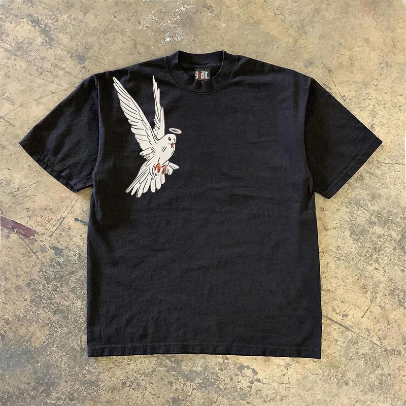Pure Cotton Short Sleeve Tshirt Unisex Loose Fit American Retro Style Double Thread 3a260ggrafts By Miao Li Tian Jin