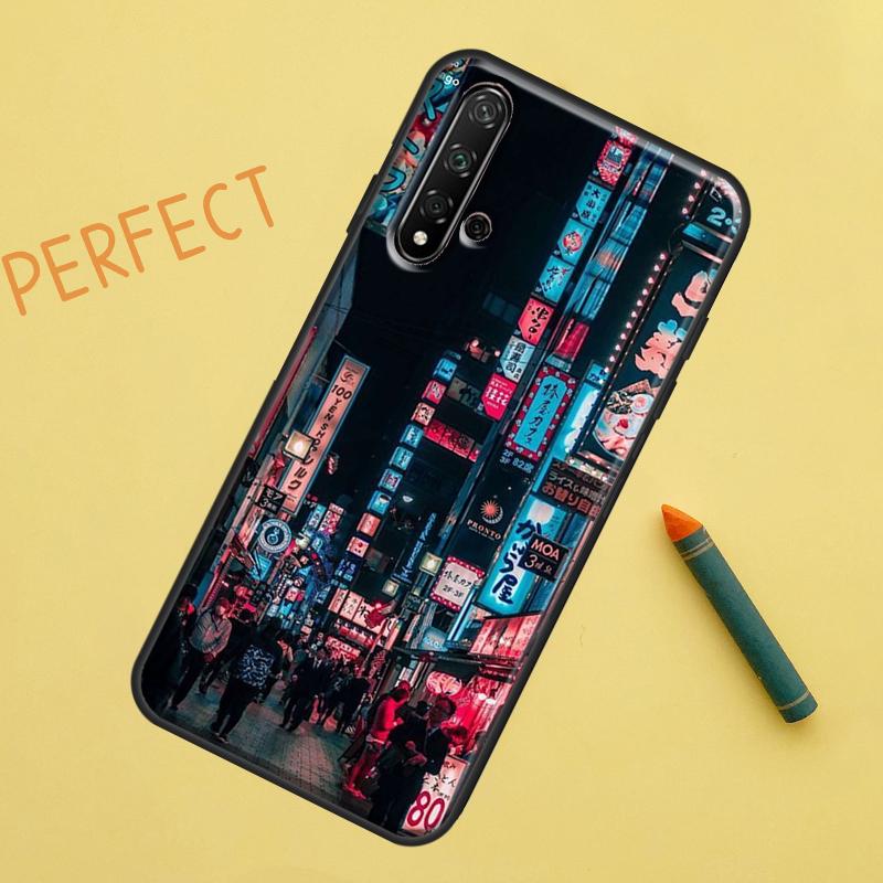 Japanese Night City Aesthetic Case For Huawei Nova 10 9 SE 5T Y90 Y70 Y60 Y61 Nova 3i 7i 8i 11i P20 P40 P30 Lite P60 Pro
