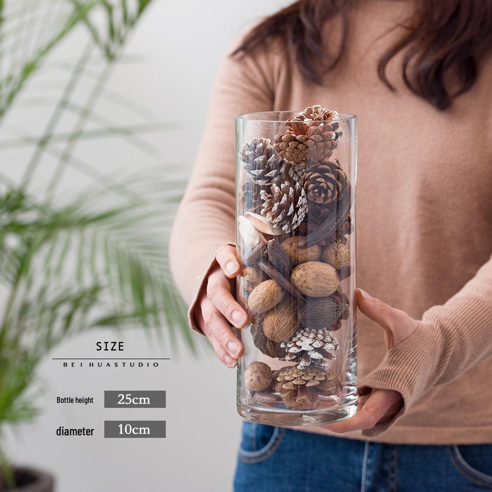 Natural DIY Pine Cone & Dried Flower Glass Bottle Ornament Set